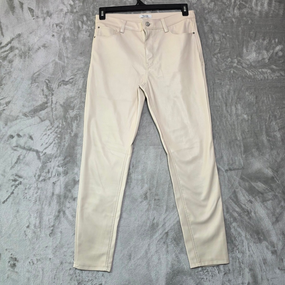 Kensie Jeans Womens Faux Leather Skinny Pants Cream Off-White Size 6/28